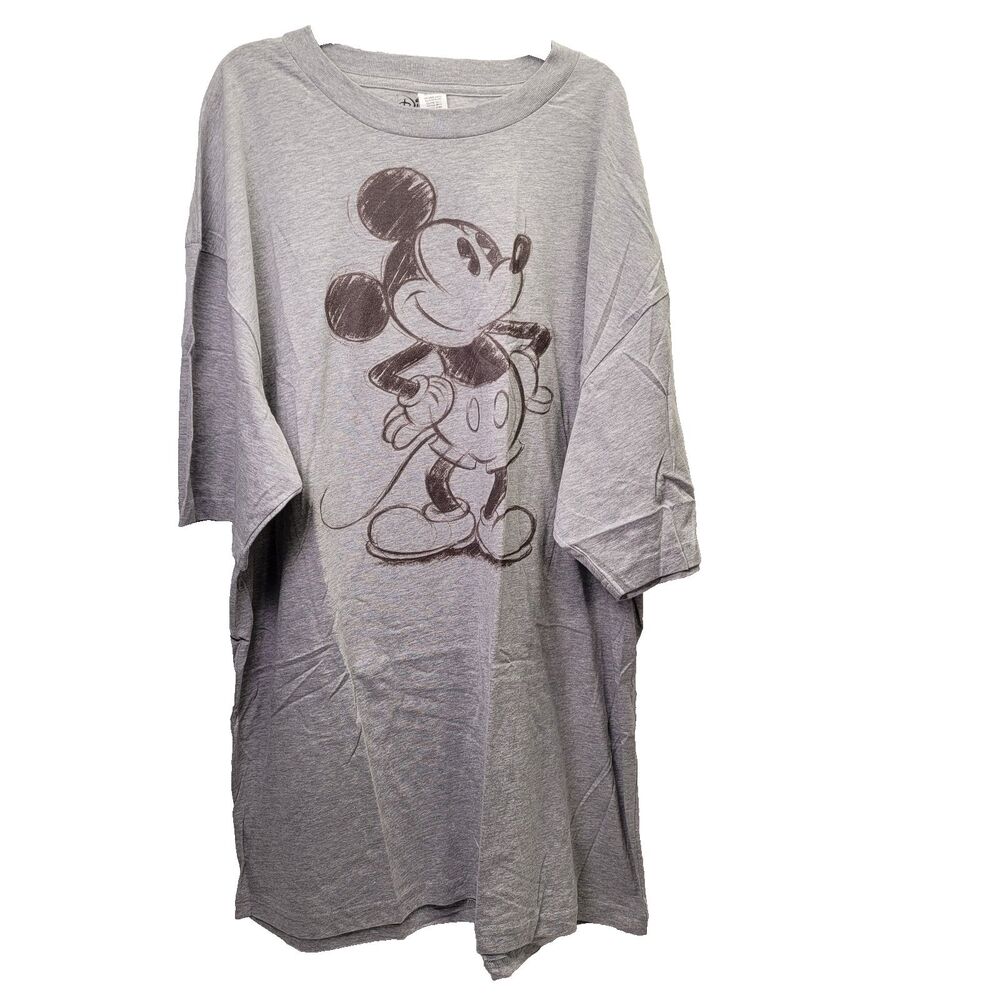 Disney Mickey Mause Gray Graphic T-Shirt Short Sleeve XXLT Unisex Adult Tee